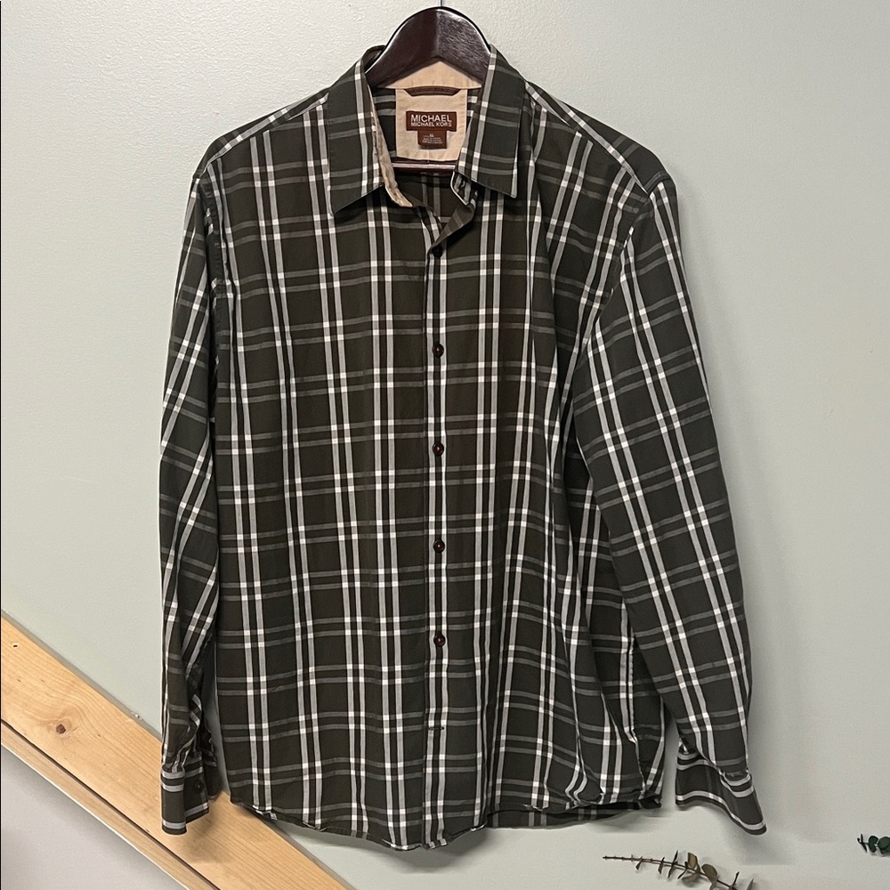 Michaels Men's Dark Green Checkered Shirt